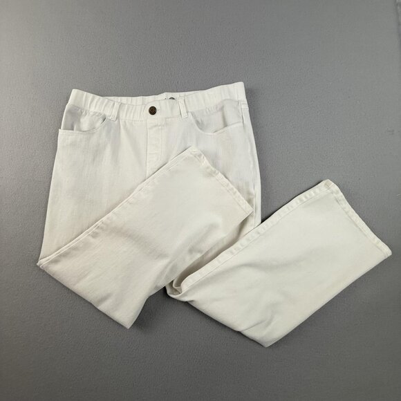 Betabrand Pants Women's XL Petite White Straight Leg Stretch Denim Yoga Pant - Picture 1 of 13